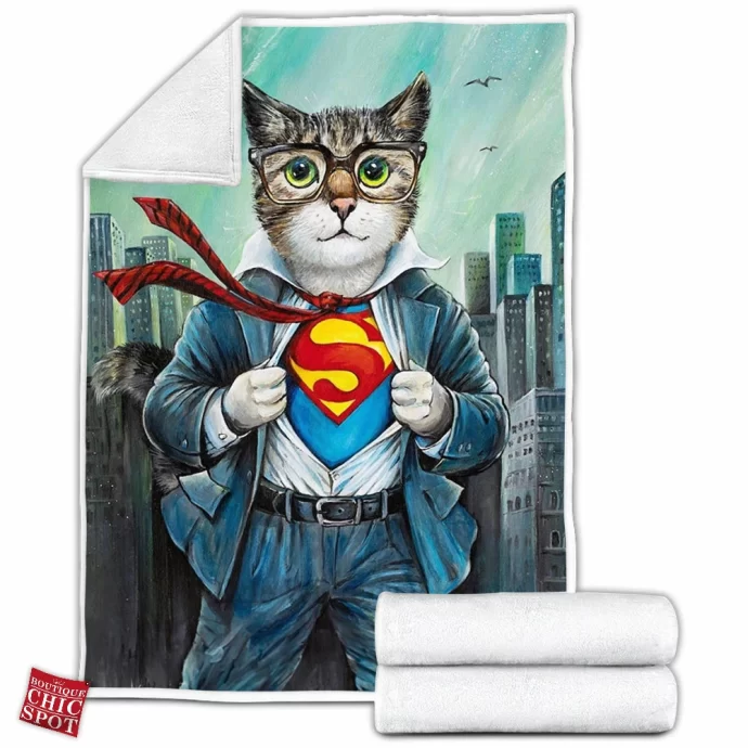 Superman Cat Fleece Blanket