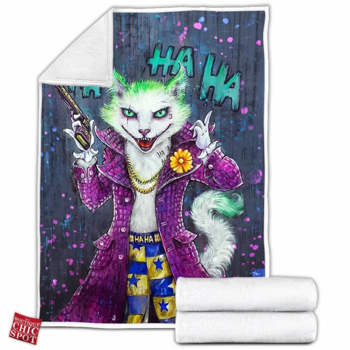 Joker Cat Fleece Blanket