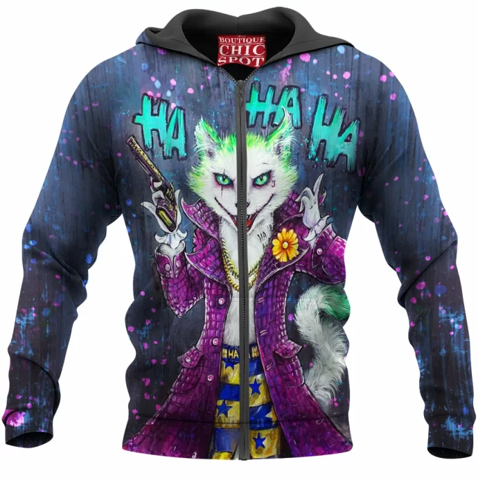 Joker Cat Zip Hoodie