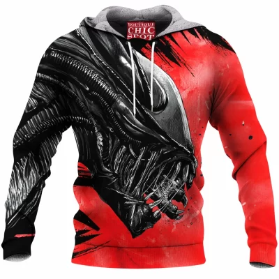 Alien Fleece-Hoodie, Horror Fleece-Hoodie, Sci-Fi Fleece-Hoodie, Xenomorph Fleece-Hoodie