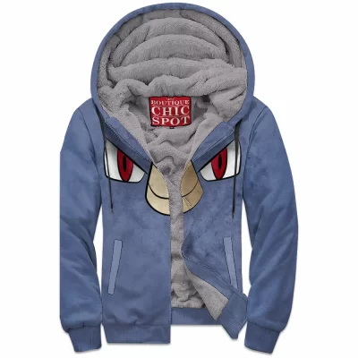 Anime Zip-Fleece-Hoodie, Rhyhorn Zip-Fleece-Hoodie, Pokemon Zip-Fleece-Hoodie