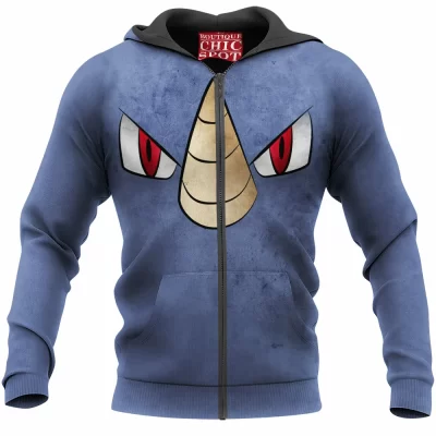 Anime Zip-Hoodie, Rhyhorn Zip-Hoodie, Pokemon Zip-Hoodie