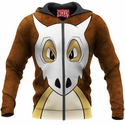 Anime Zip-Hoodie, Cubone Zip-Hoodie, Pokemon Zip-Hoodie