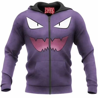 Anime Zip-Hoodie, Haunter Zip-Hoodie, Pokemon Zip-Hoodie