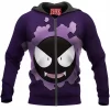 Anime Zip-Hoodie, Gastly Zip-Hoodie, Pokemon Zip-Hoodie