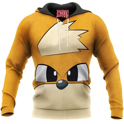 Anime Hoodie, Pokemon Hoodie, Growlithe Hoodie