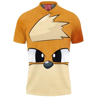 Anime Polo Shirt, Pokemon Polo Shirt, Growlithe Polo Shirt
