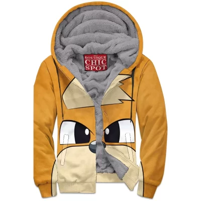 Anime Zip-Fleece-Hoodie, Pokemon Zip-Fleece-Hoodie, Growlithe Zip-Fleece-Hoodie