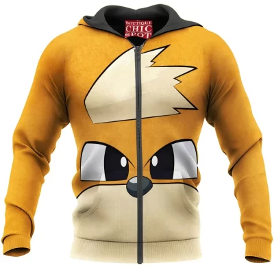 Anime Zip-Hoodie, Pokemon Zip-Hoodie, Growlithe Zip-Hoodie