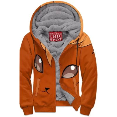 Anime Zip-Fleece-Hoodie, Pokemon Zip-Fleece-Hoodie, Vulpix Zip-Fleece-Hoodie