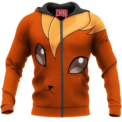 Anime Zip-Hoodie, Pokemon Zip-Hoodie, Vulpix Zip-Hoodie