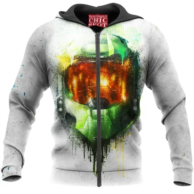 Game Zip-Hoodie, Halo Zip-Hoodie, Master Chief Zip-Hoodie