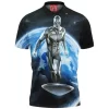 Comic Polo Shirt, Silver Surfer Polo Shirt