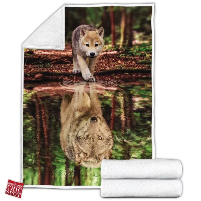 Wolf Water Reflect Fleece Blanket