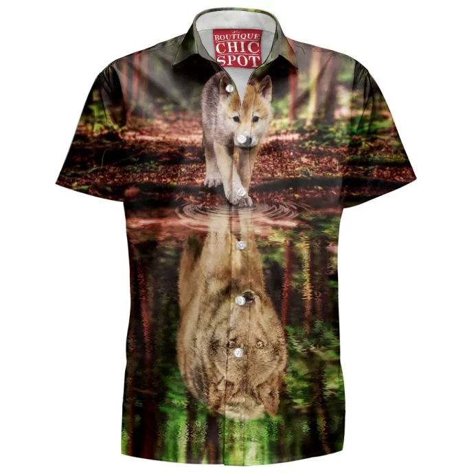 Wolf Water Reflect Hawaiian Shirt