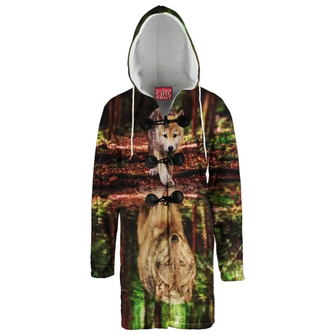 Wolf Water Reflect Hooded Cloak Coat