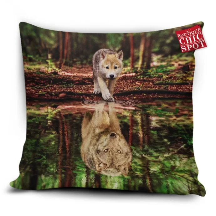 Wolf Water Reflect Pillow Cover