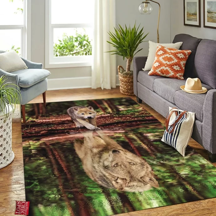 Wolf Water Reflect Rectangle Rug