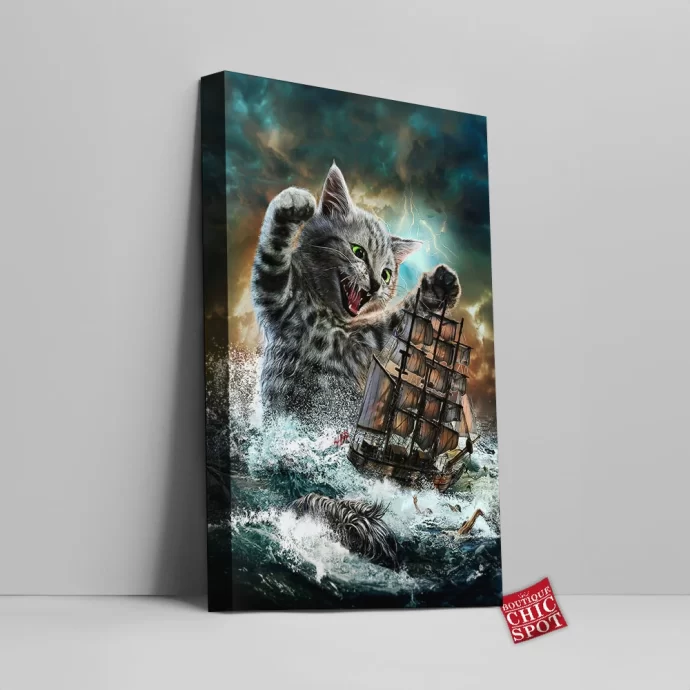 Cat Kraken Canvas Wall Art