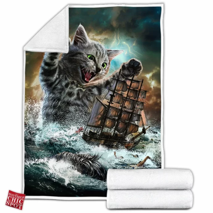 Cat Kraken Fleece Blanket