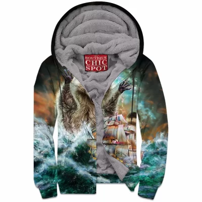 Raccoon Zip-Fleece-Hoodie, Kraken Zip-Fleece-Hoodie