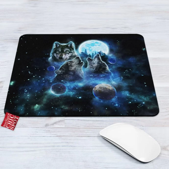 Wolves Full Moon Mouse Pad