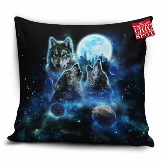 Wolves Full Moon Pillow Cover