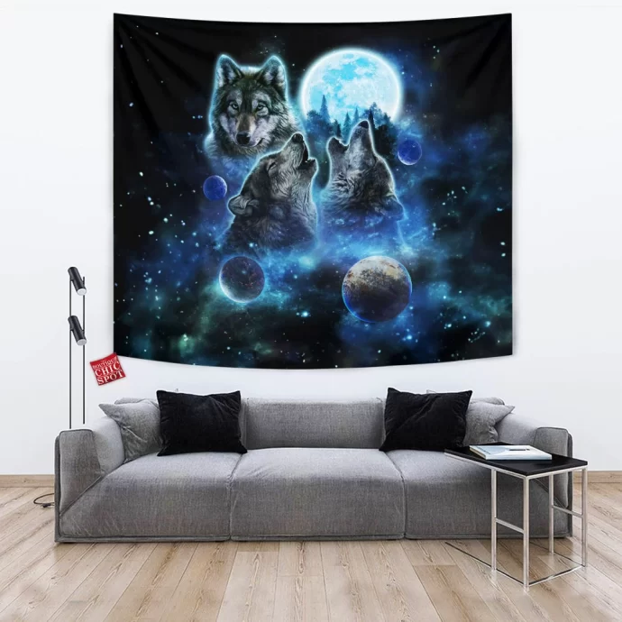 Wolves Full Moon Tapestry