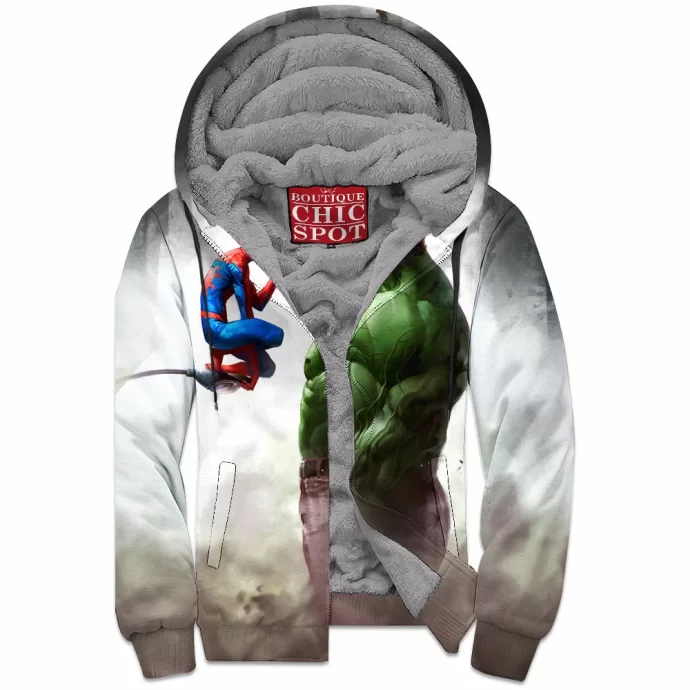 Spidey Vs Hulk Zip Fleece Hoodie