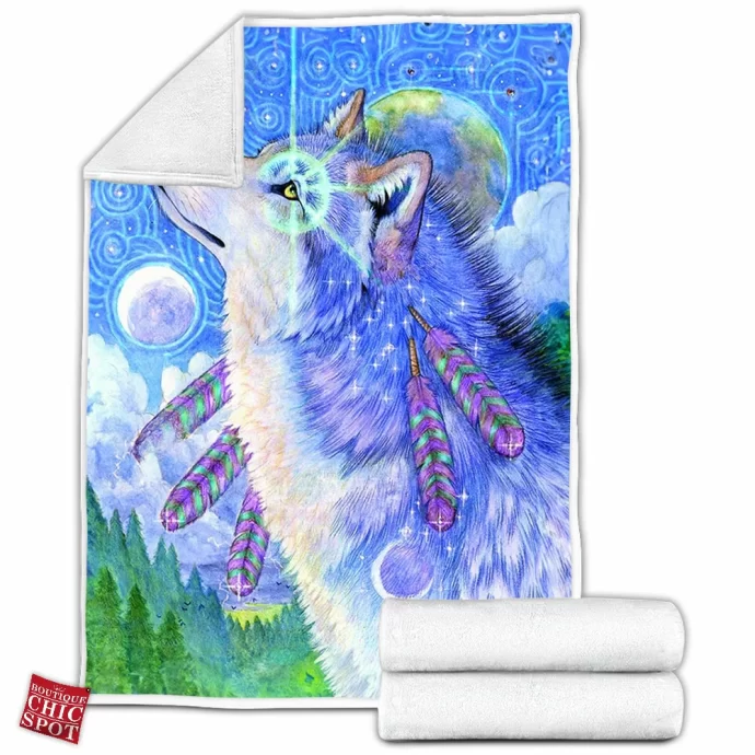 Cosmic Wolf Fleece Blanket