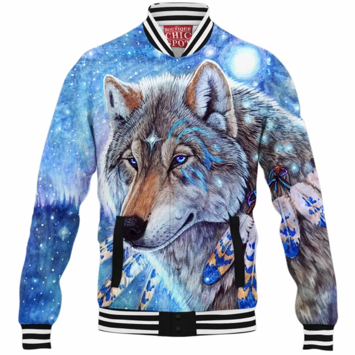 Mystic Spirit Wolf Baseball Jacket