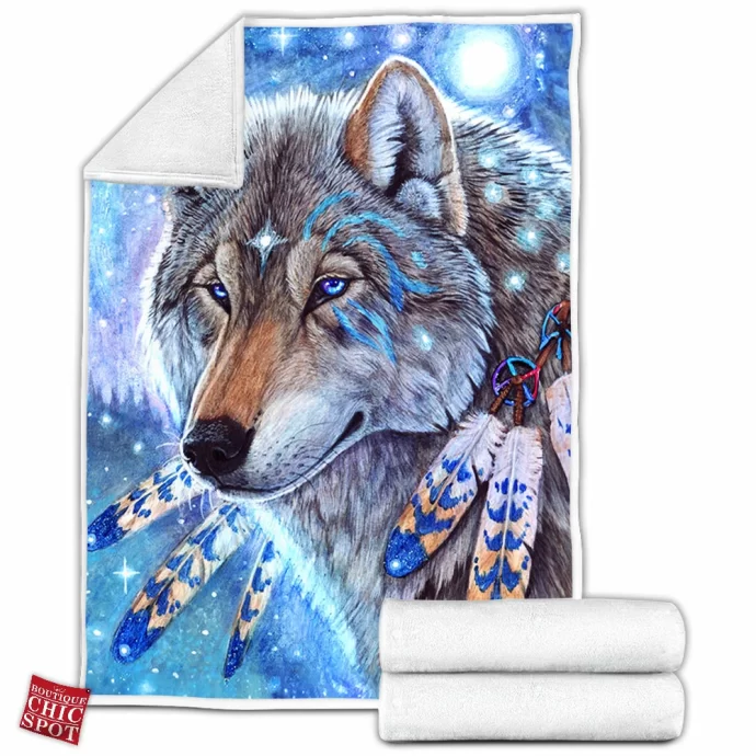 Mystic Spirit Wolf Fleece Blanket