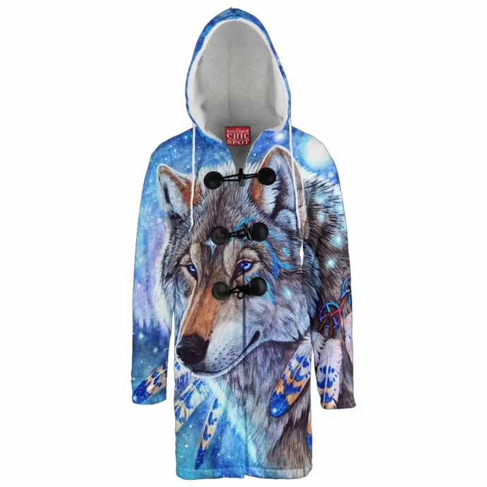 Mystic Spirit Wolf Hooded Cloak Coat