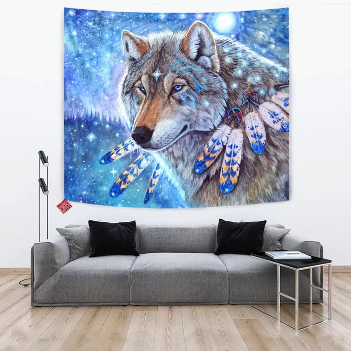 Mystic Spirit Wolf Tapestry