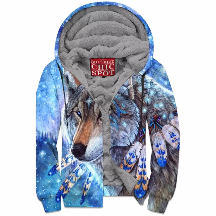 Mystic Spirit Wolf Zip Fleece Hoodie