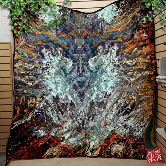 Psychedelic Rorschach Untitled Quilt Blanket