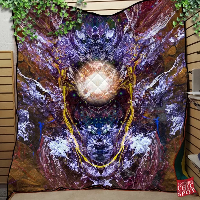 Psychedelic Rorschach Untitled Quilt Blanket