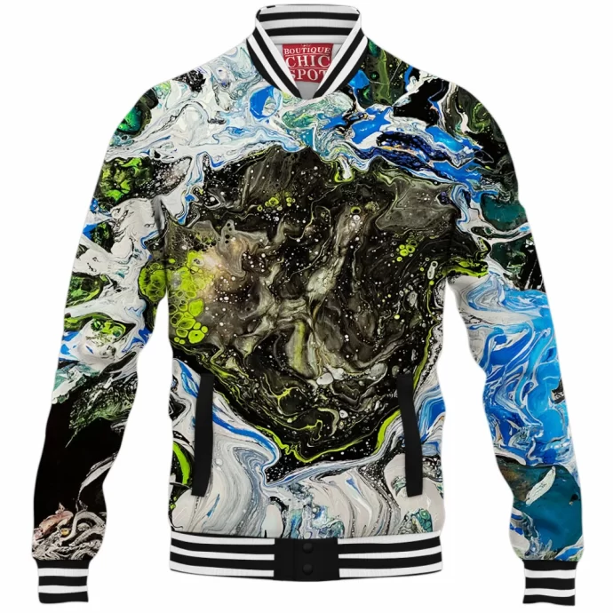 Acrylic Fluid Painting Untitled Baseball Jacket