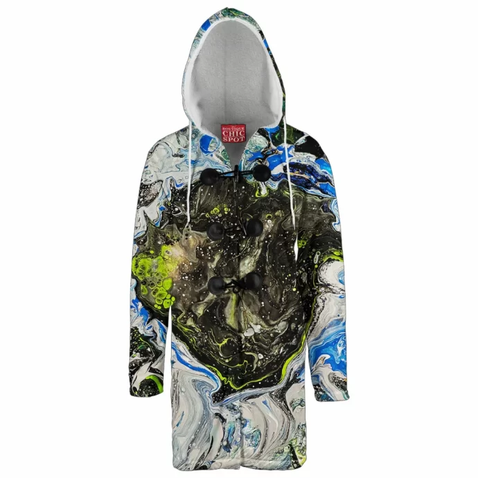 Acrylic Fluid Painting Untitled Hooded Cloak Coat