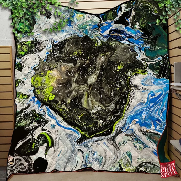 Acrylic Fluid Painting Untitled Quilt Blanket