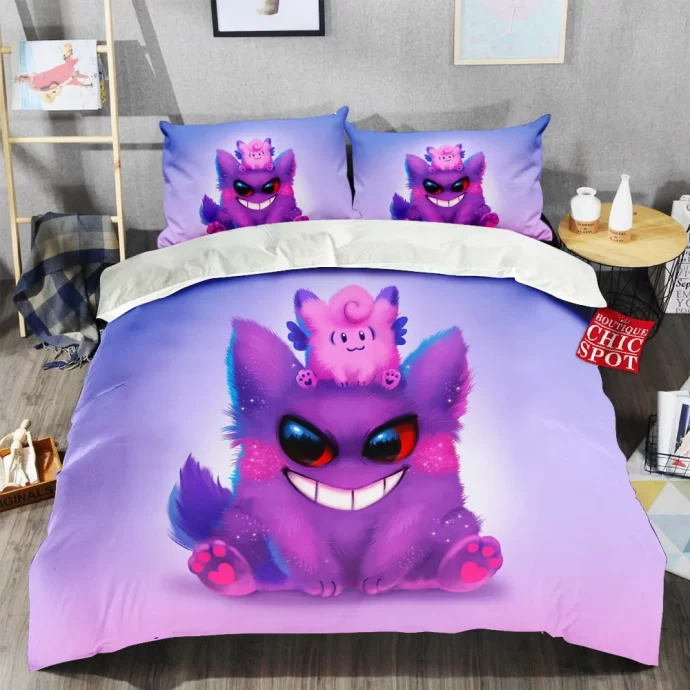 Gengar And Clefable Bedding Set