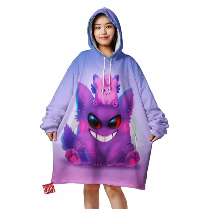 Gengar And Clefable Blanket Hoodie