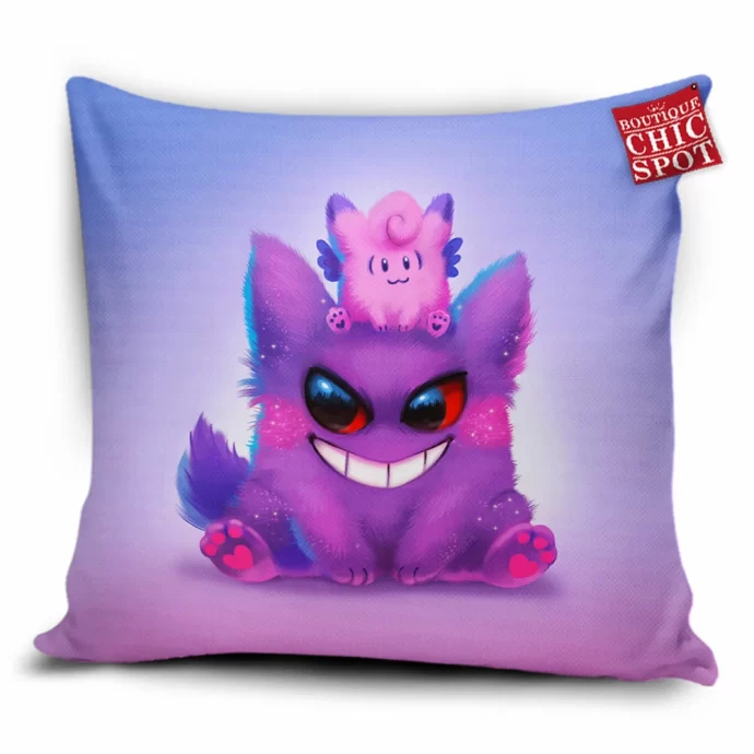 Gengar And Clefable Pillow Cover