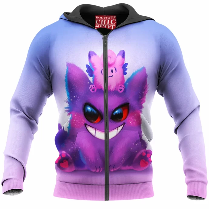 Gengar And Clefable Zip Hoodie