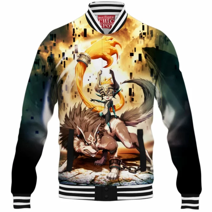 Zelda Midna And Wolf Link Baseball Jacket