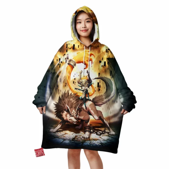 Zelda Midna And Wolf Link Blanket Hoodie