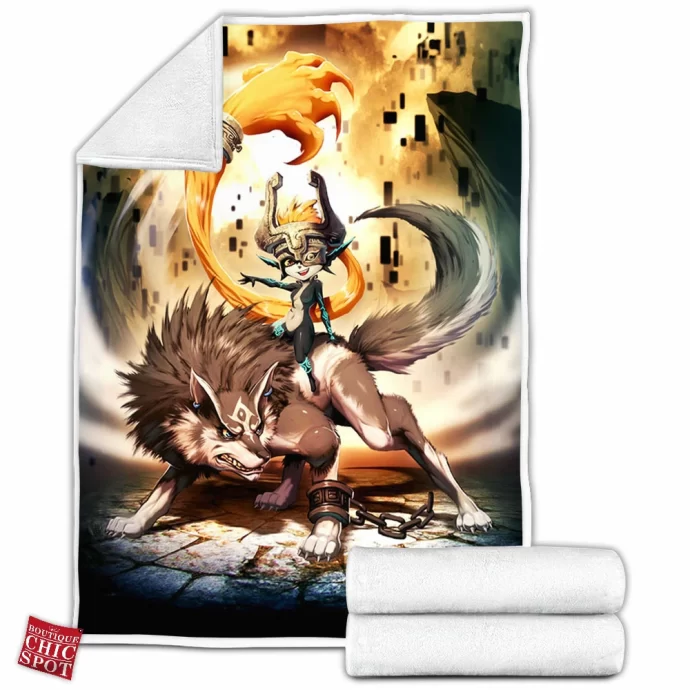 Zelda Midna And Wolf Link Fleece Blanket