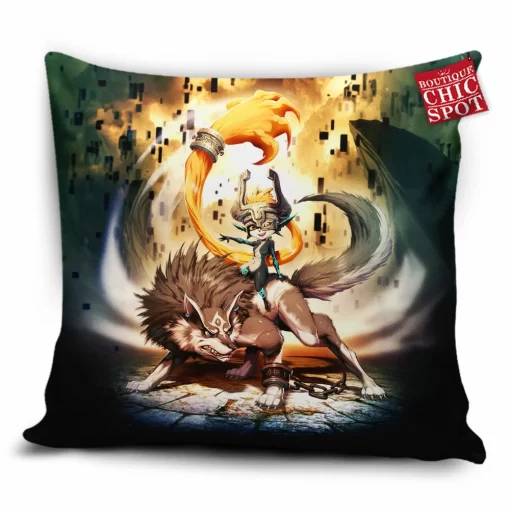 Zelda Midna And Wolf Link Pillow Cover