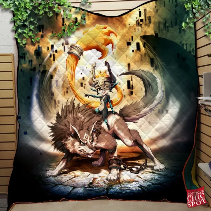 Zelda Midna And Wolf Link Quilt Blanket