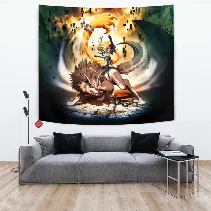 Zelda Midna And Wolf Link Tapestry